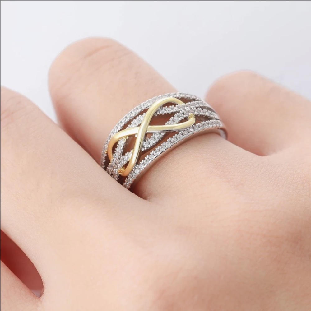 Genuine 925 Sterling Silver Infinity Sign of Love Ring W/ Cubic Zirconia…